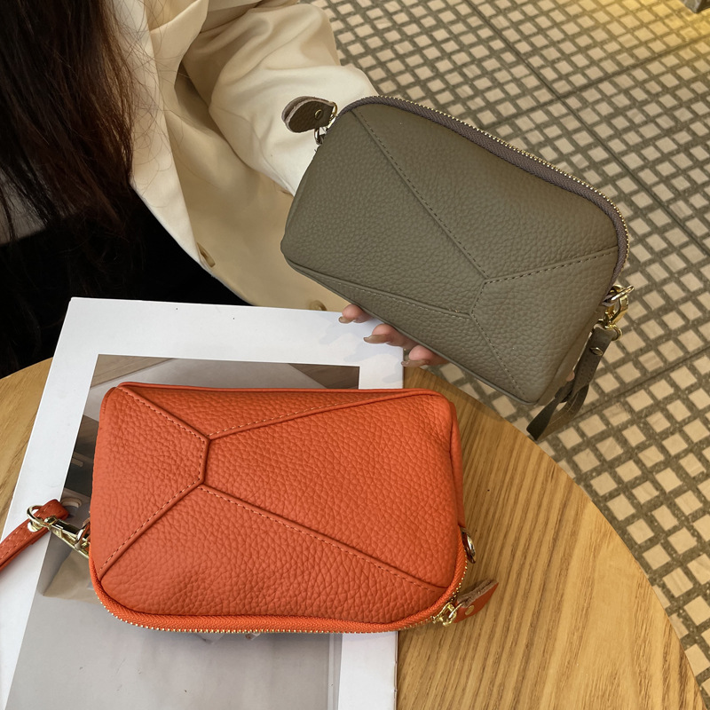 Wholesale New Fashion Simple Cowhide Women's Clutch Bag Korean Style Wrist Bag Mobile Phone Bag Single Shoulder Crossbody Bag Genuine Leather