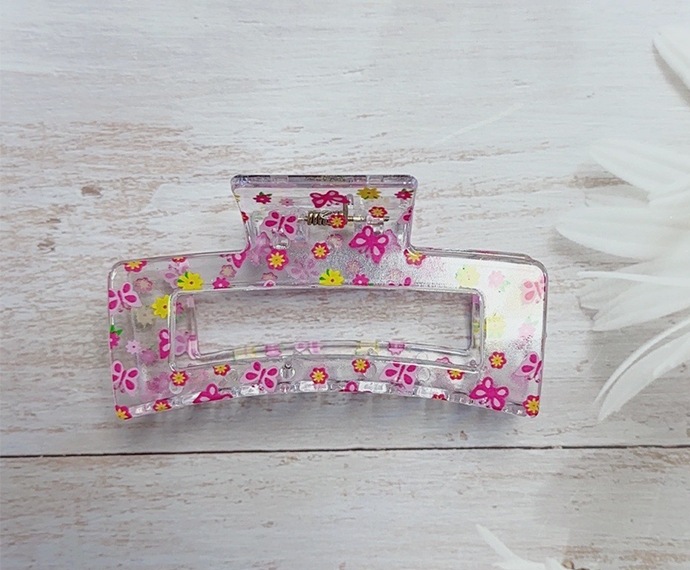 Cruzando la frontera 10,5 cm cuadrado gran clip de agarre fruta floral elegante en la parte posterior de la cabeza horquilla de la placa horquilla de tiburón tocado de agarre para el cabello