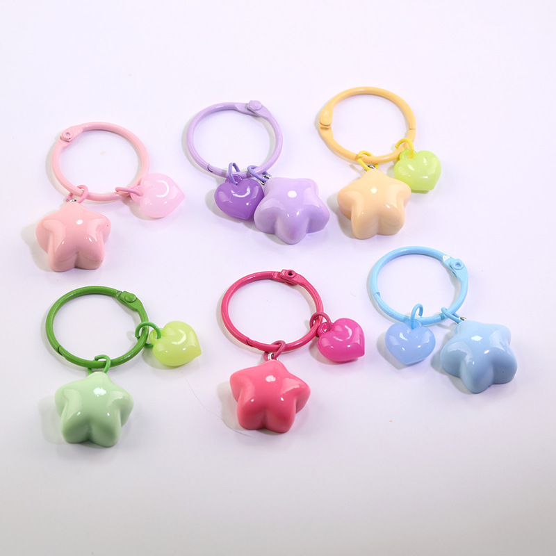 Candy-Colored Chubby Star Book Ring Keychain DIY Handmade Bead Earphone Case Pendant Materials Accessories
