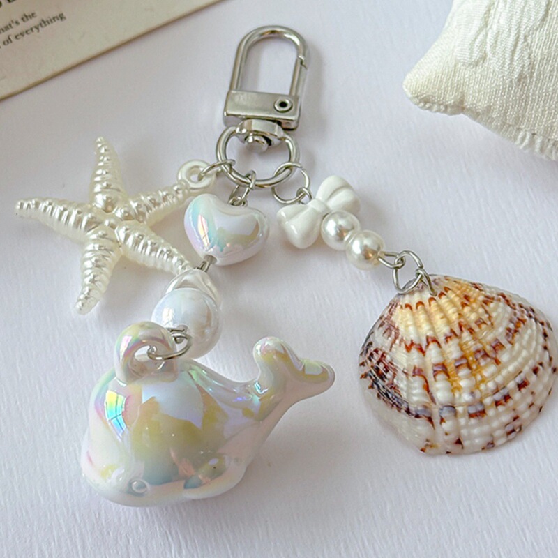Ocean Pearl Shell Wind Pendant Ins-Style Beaded Phone Chain Gubon Polaroid Bag Charm Coin Purse Keychain