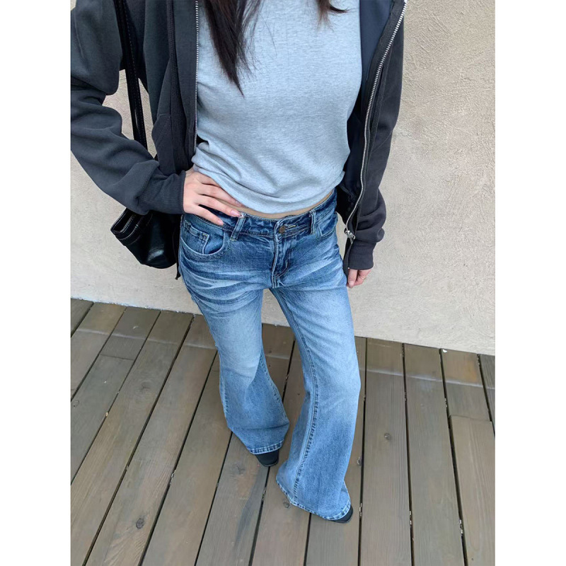 Yuyi's New 2025 Autumn and Winter American-Style Tie-Dye Faded Flared Jeans with Unique Distressed Pattern Casual Pants for Women Cx0286 Yuyi's New 2025 Autumn and Winter American-Style Tie-Dye Faded Flared Jeans with Unique Distressed Pattern Casual Pants for Women Cx0286