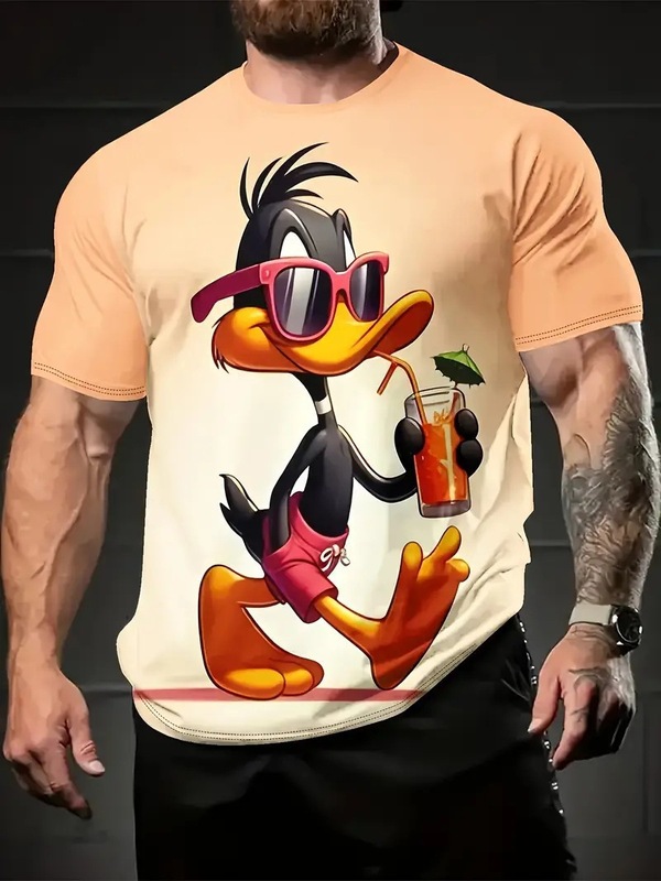 temu 跨境電子商取引半袖 3D デジタル印刷アニマルプリント Tシャツ夏ラウンドネックメンズトップスポーツとレジャー|undefined
