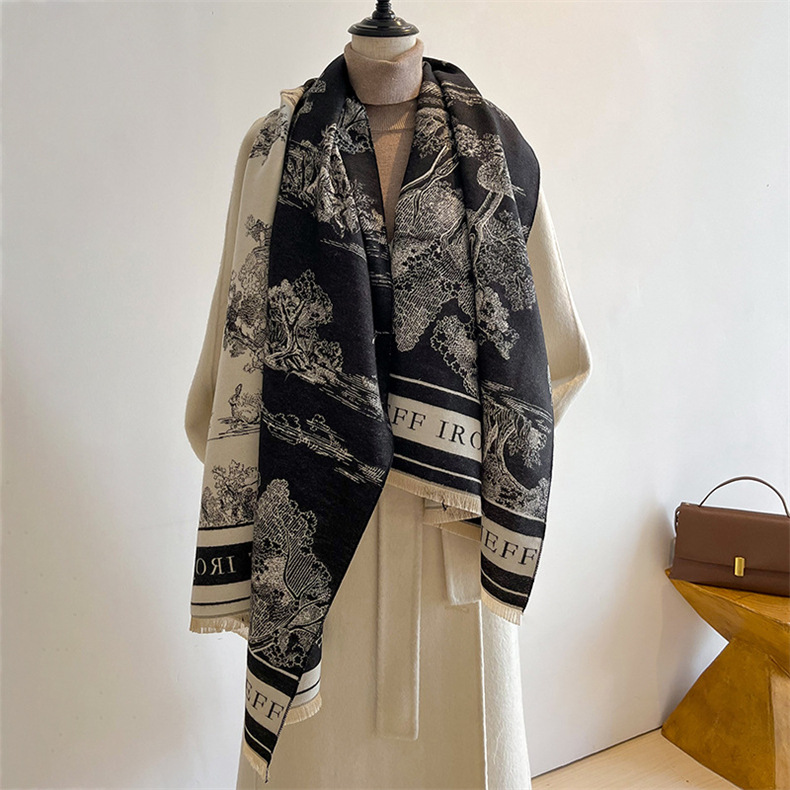 Nuovo Jacquard per Sciarpa Versatile, Scialle Caldo in Cashmere, Sciarpa in Stile Invernale_voghion.com
