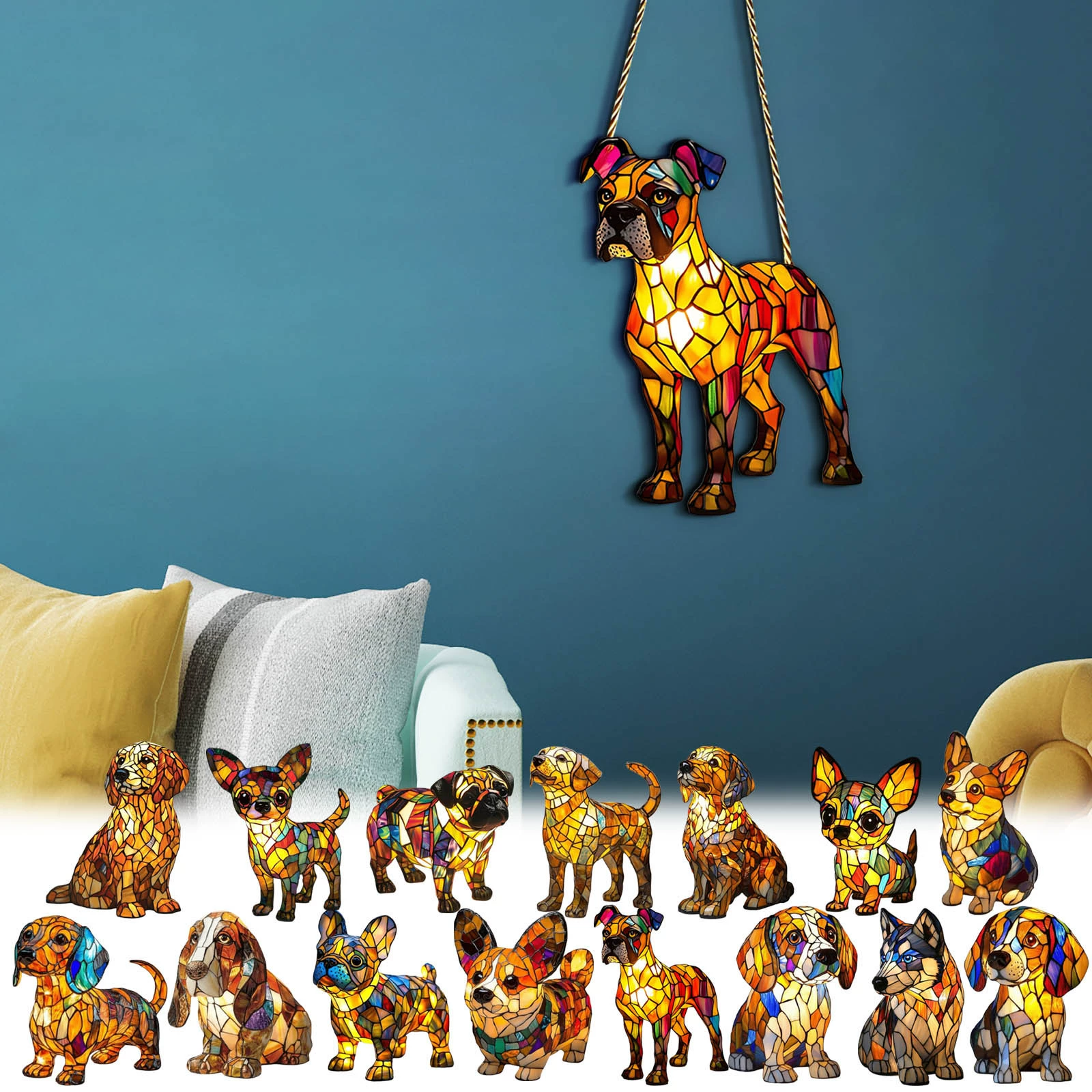 Dachshund Window Hanging Акрил новые собаки подвески для дома окна украшения подвески
