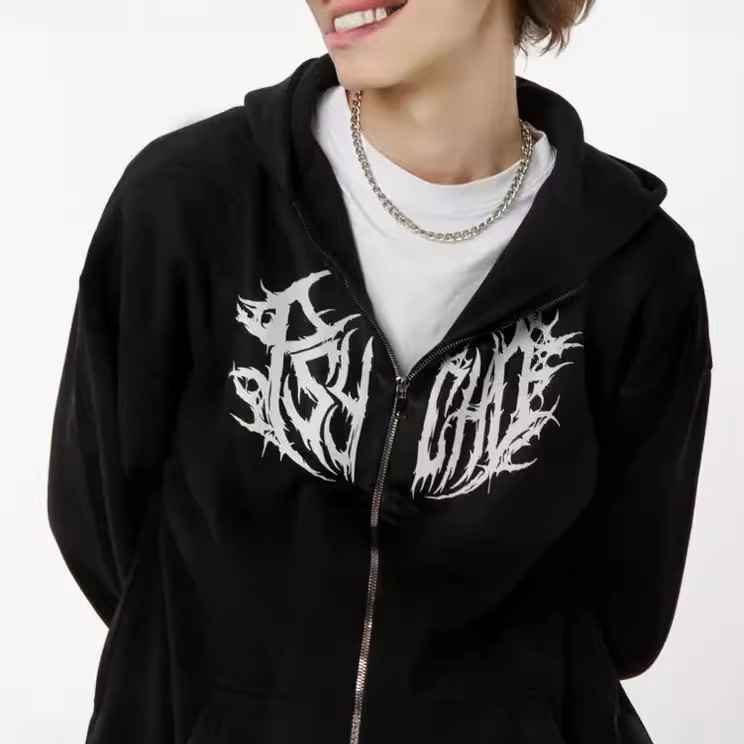 Veste polaire à capuche zippée avec imprimé éclair Y2K Wildberries en promotion pour femme_voghion.com