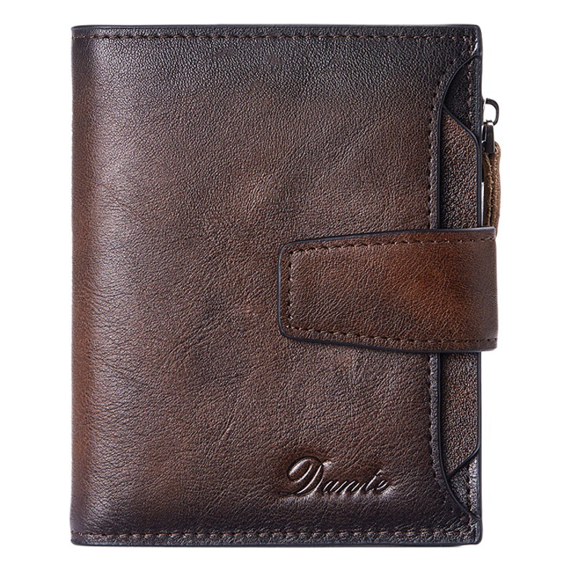 Men's short leather wallet top layer cowhide RFID anti-theft brush fashion leisure wallet driver's license foreign trade wallet
