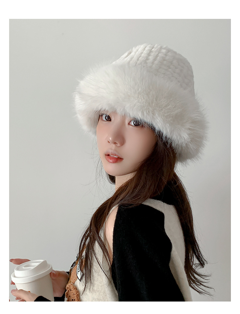 Καπέλο Fox Furry Furry για γυναίκες τον χειμώνα στην κορεατική έκδοση, μικρό πρόσωπο, χοντρό και ζεστό καπέλο ψαρά, μεγάλη περιφέρεια κεφαλιού, κρύο-ανθεκτικό καπέλο νιπτήρα_voghion.com