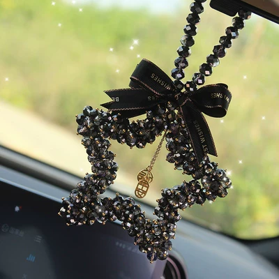 star crystal pendant for car: Car hanging - rose-black-lucky-star-crystal-pendant