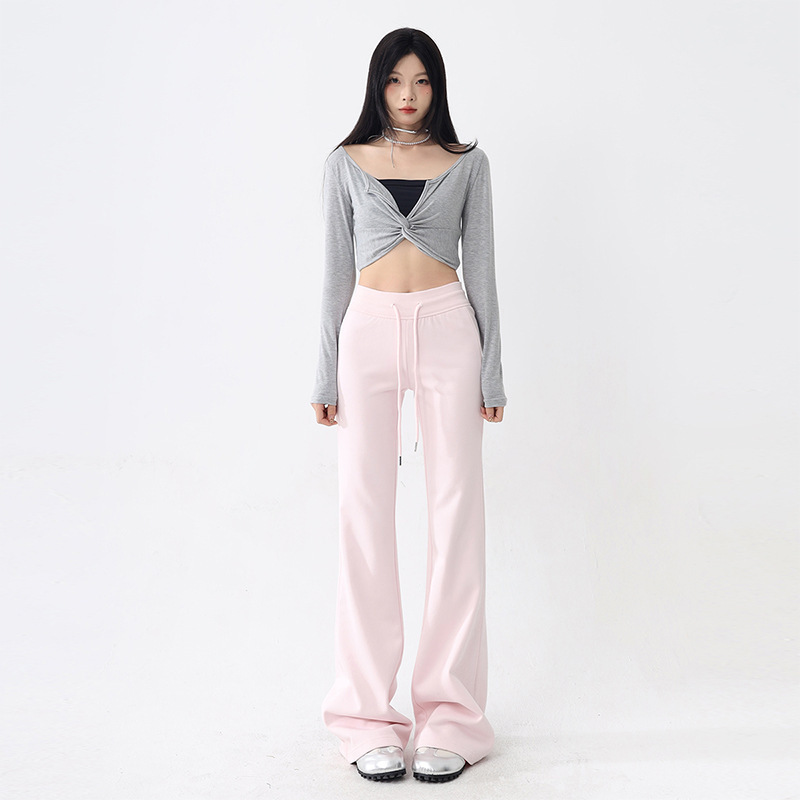 Pink Micro-La Sports Pants Women's Lazy Style Slim Slim-Fit Leisure Yoga Trumpet Pants