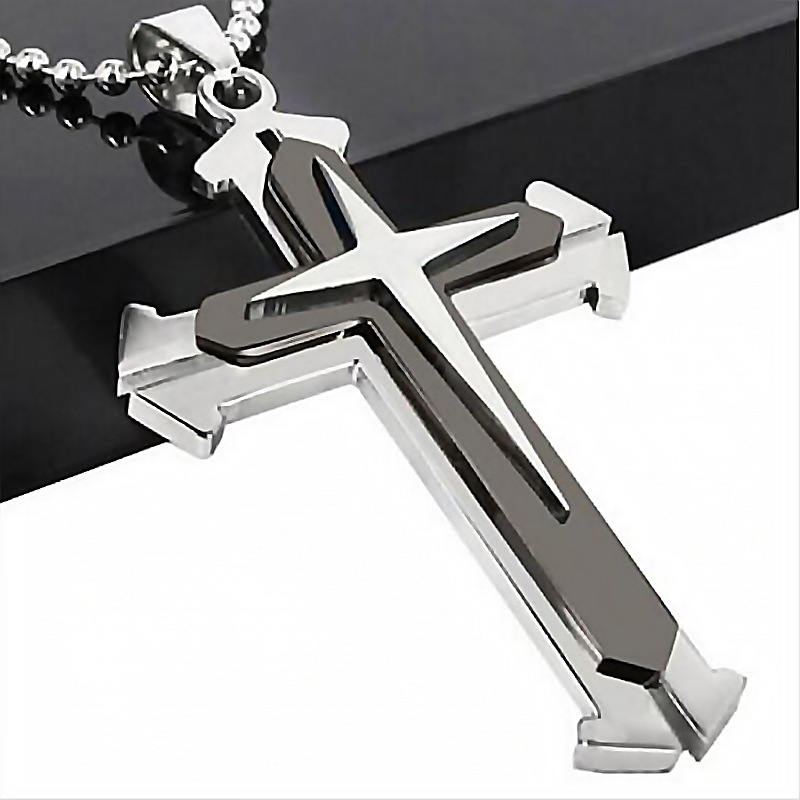 Hip hop transfronterizo e-commerce AliExpress Venta caliente colgante dividida multi-capa Cruz collar joyería dominante colgante