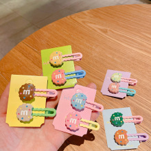 新款可爱糖果色M饼干发夹ins少女碎发刘海夹女前额卡通侧边夹发饰