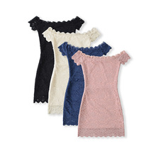 2025夏季新款辣妹蕾丝一字领连衣裙女装韩版显瘦气质包臀短裙批发