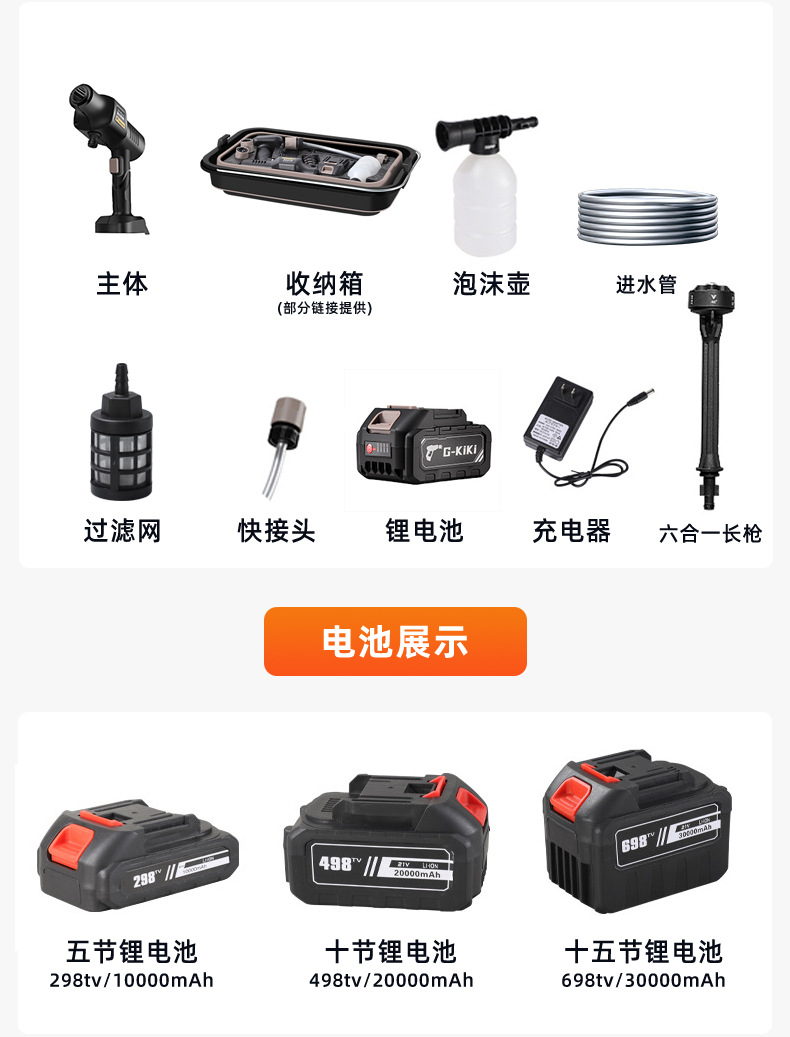 High-Pressure Lithium Battery Car Washer Portable Folding Water Tank