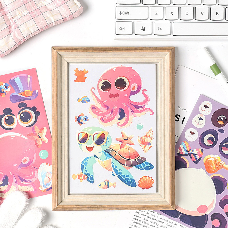 Animal cambiando pegatinas adhesivas DIY dibujos animados