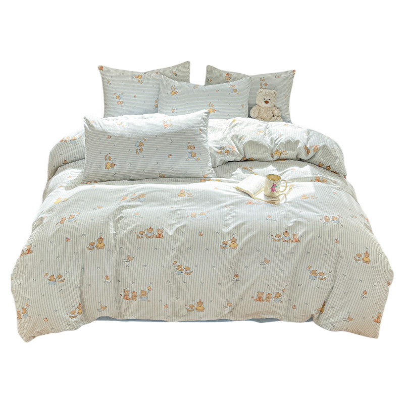 Cartoon Four-piece 2026 New Model Pure Cotton Bed Sheet And Duvet Cover Single Bedding Three-piece Set Suitable For All_voghion.com