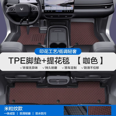 Suitable for Arcfox Alpha S S5 – Modelə uyğun ayaqaltı - please-leave-a-message-or-note-the-model-year-when-placing-an-order-rice-grain-pattern-tpe-bag-threshold-mat-coffee-color-jacquard-blanket