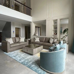American-Style Light Luxury Fabric Sofa, American-Style Mecar Art Furniture, Solid Wood Carved High-Back Chair, Morri Impression Sofa