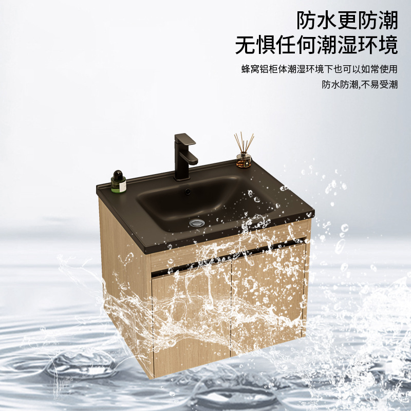 Color tronco espacio de aluminio gabinete de baño combinación de mesa negra en una cuenca cerámica transfronteriza lavabo balcón baño