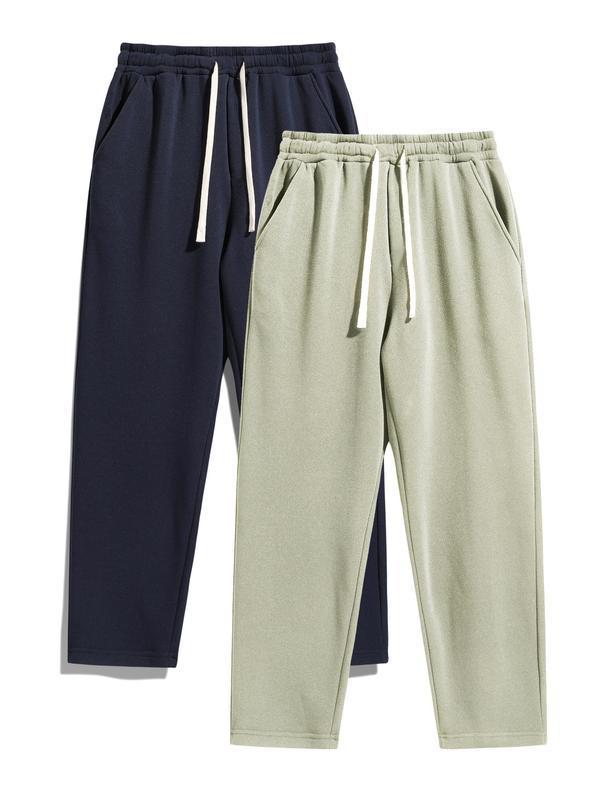 Men's Solid Thermal Lined Drawstring Waist Pants Casual|undefined