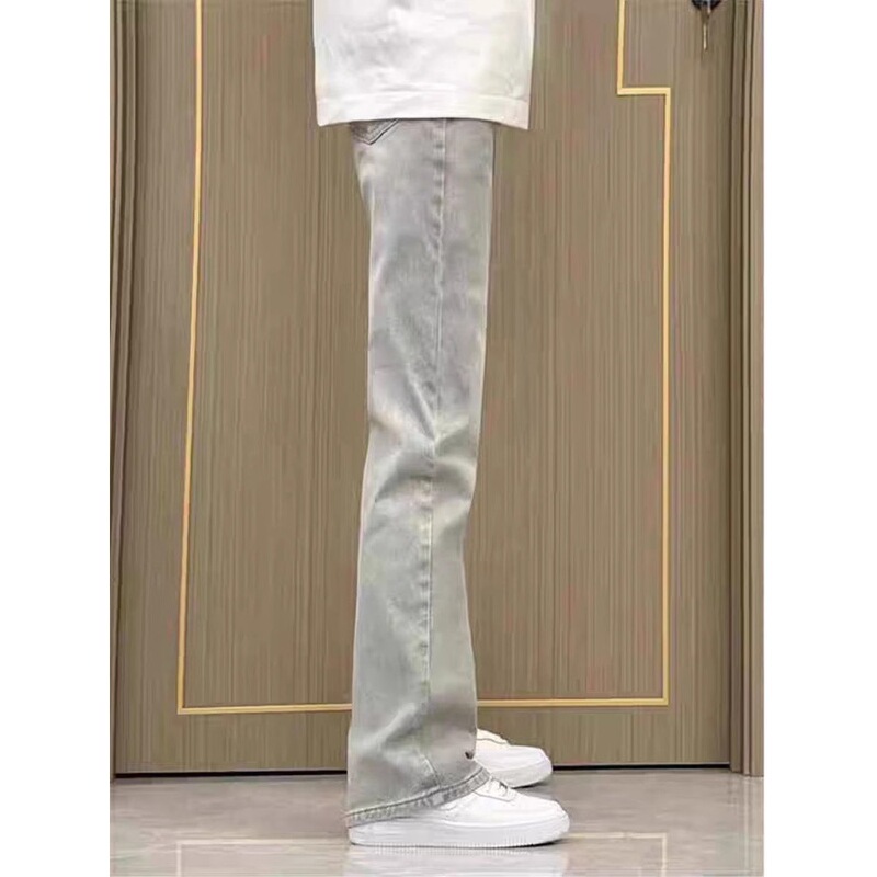 American Gray Jeans Men's Autum New High Street Vibe Slim Straight Pants Men's High Waist Bootcut Pants