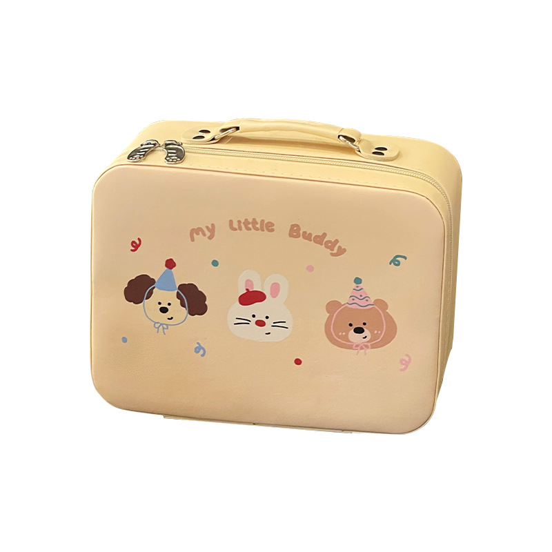 Cute bolso de maquillaje 2025 nuevo espejo caja de maquillaje portátil lavado maquillaje de gran capacidad bolsa de viaje de almacenamiento