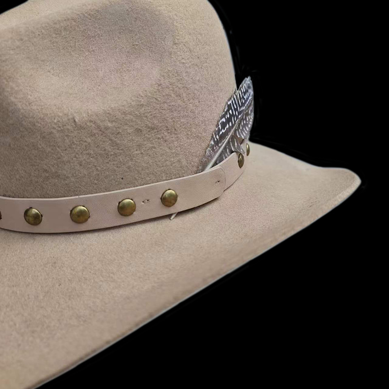 Cappello a cilindro in pura lana con protezione solare per esterni New Western Jazz_voghion.com