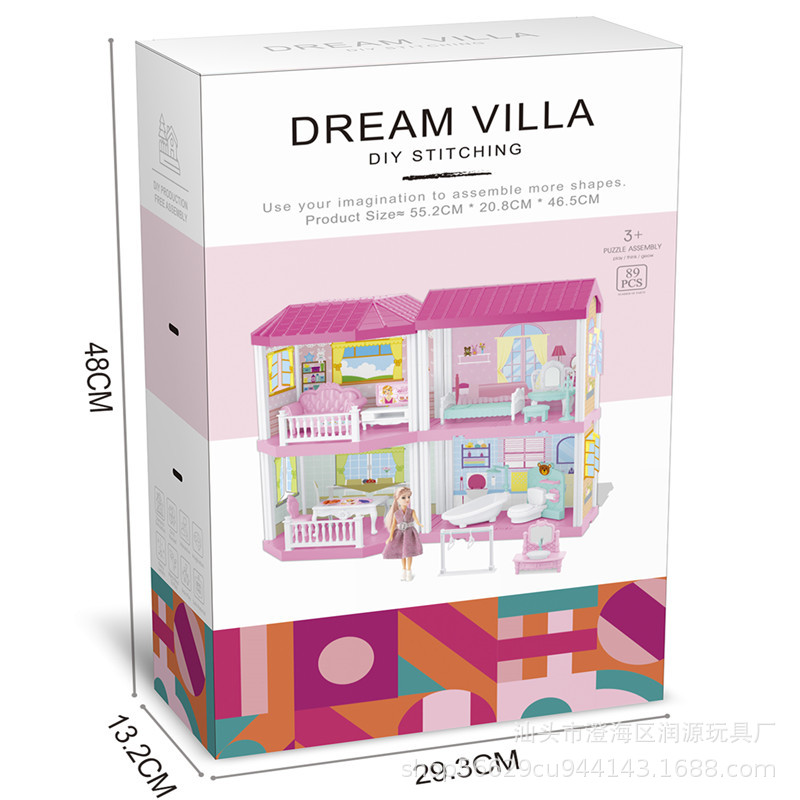 Los niños transfronterizos juegan casa princesa casa de juguete villa traje chica castillo DIY bloques de construcción simulación casa de muñecas