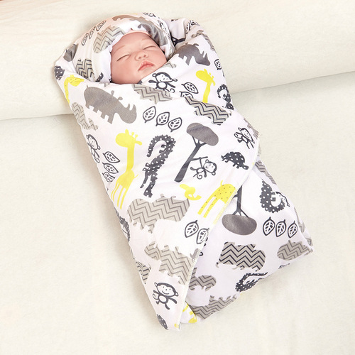 Newborn baby quilt blanket double-layer autumn and winter cover quilt printed short plush children's blanket cartoon-style bundle blanket mother and baby small blanket