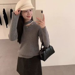 可补T8187小心机领羊绒针织打底长55-仅供货经销商不退换