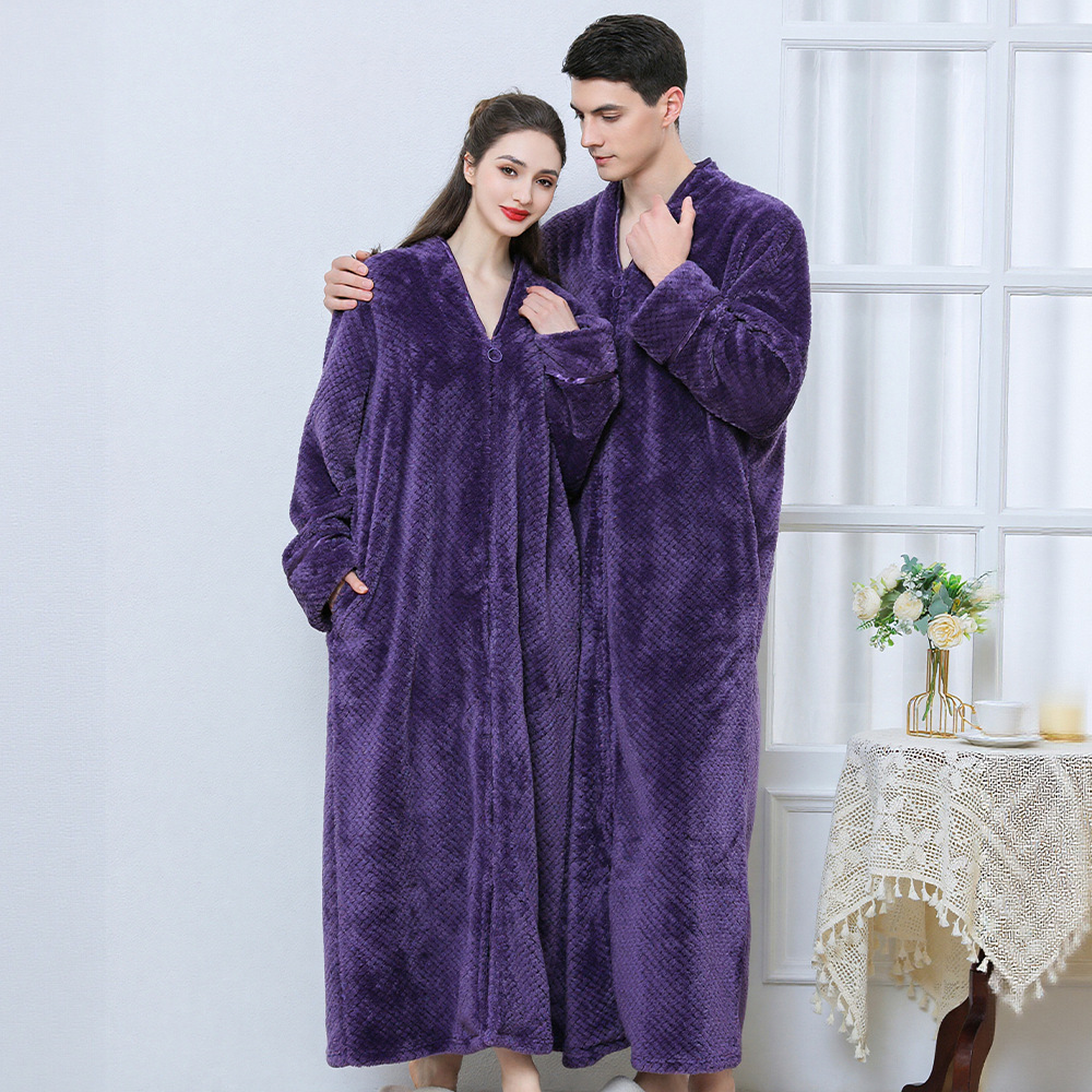 Bata de Baño de Franela Térmica para Hombre Franela Térmico y Espesado para Dormir en Invierno image 3