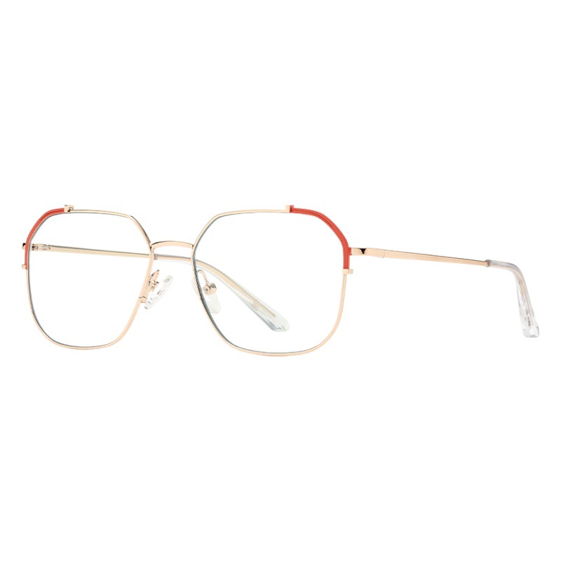 Gafas de vista lisas modelo exportación 2023, modernas y únicas, monturas de gafas para mujer JS8613, gafas de metal bicolor con bloqueo de luz azul.