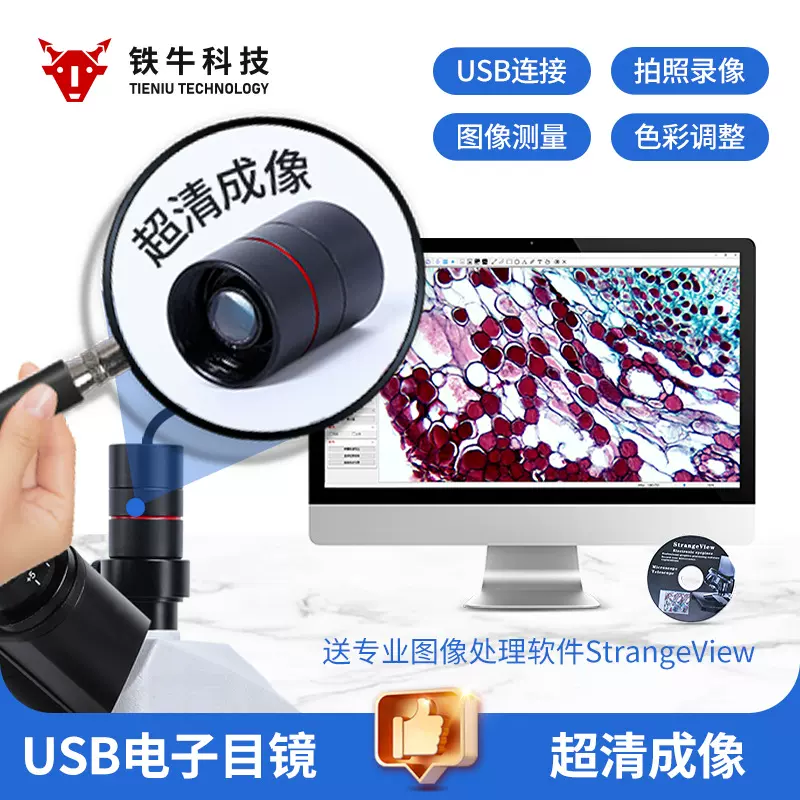 显微镜通用电子目镜USB孔连接电脑观察免驱动 200W 500W高清像素