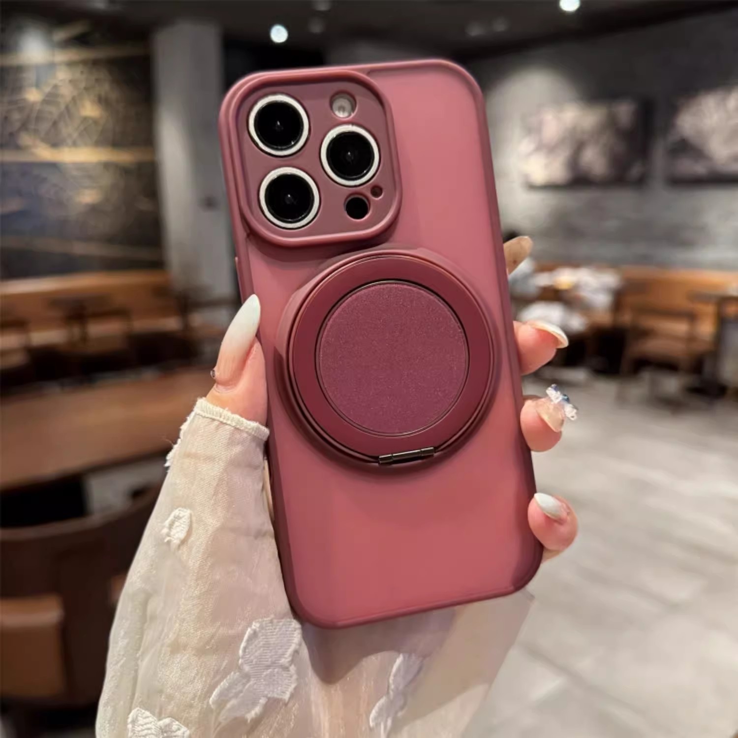 17 caso de teléfono móvil soporte giratorio 360 sensación de piel esmerilada para iPhone16 pivote de sensación avanzada 11 Apple 15pro