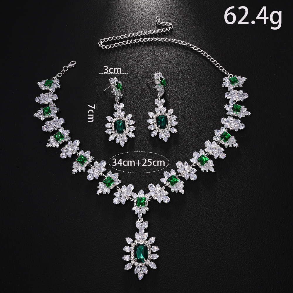 Amazon venta caliente conjunto de joyas geométricas de moda moda de diamante de clavícula simple pendientes accesorios JewelrySet