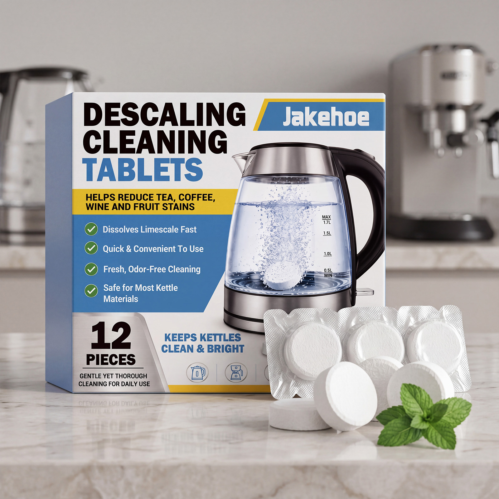JAKEHOE 除垢清洁片 去除水垢清新洁净水壶泡沫丰富易冲洗清洁片