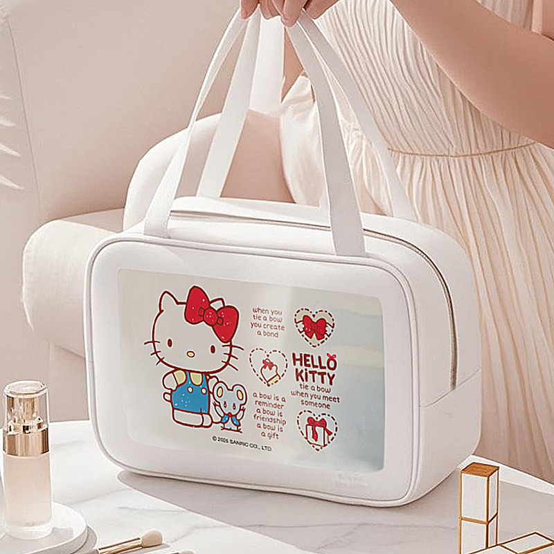 洗面用具バッグ サンリオ公式 化粧品 清潔用品 整理整頓 家庭用 旅行用 通勤用 出張用 収納バッグ|undefined
