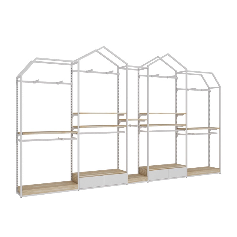 Estante de exhibición de la tienda de ropa para niños Tipo de habitación Estante de ropa de piso a techo Estante de exhibición de la tienda de ropa para niños Estante de exhibición de perchas de la tienda de ropa para niños