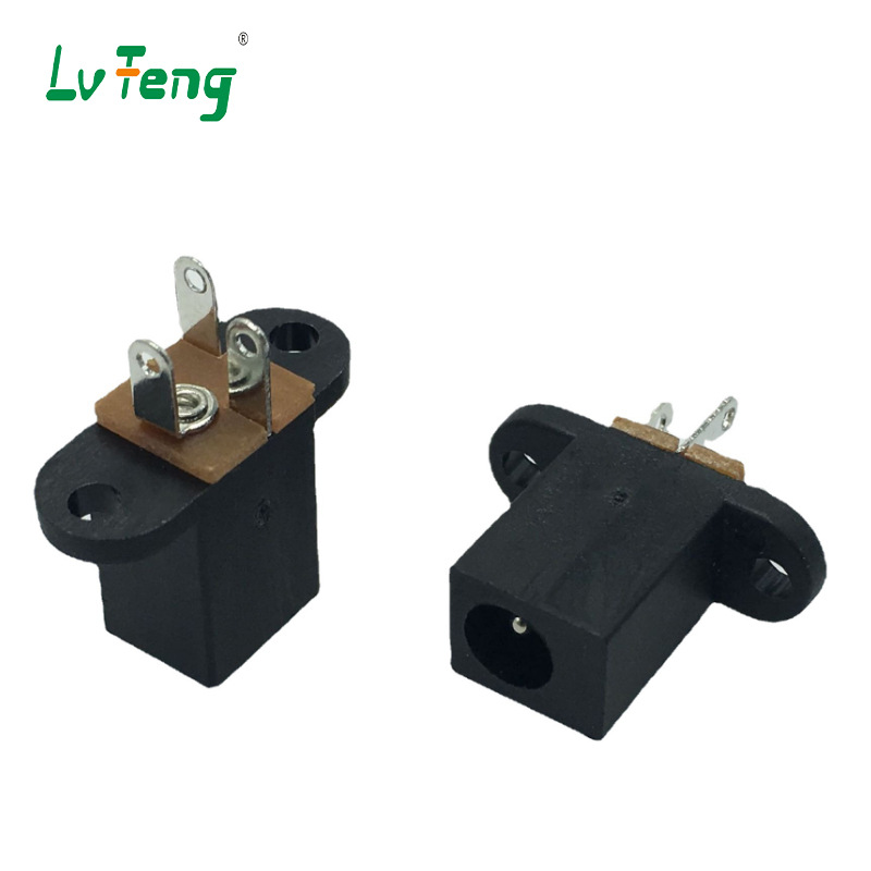 绿丰立式正反插座绿丰DC-024电源插座DC座配1.3针插口充电黄底板