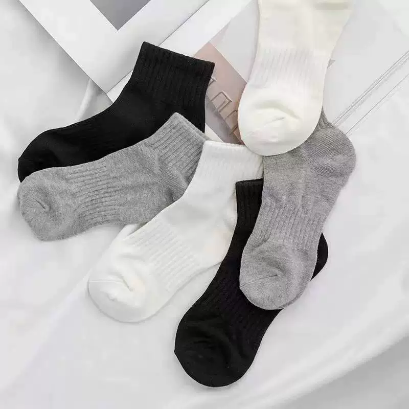 Женские носки, Классические черно-белые серые носки, дышащие впитывающие пот носки-лодочки, однотонные низкие носки, повседневные носки-трубки, весна-лето оптом