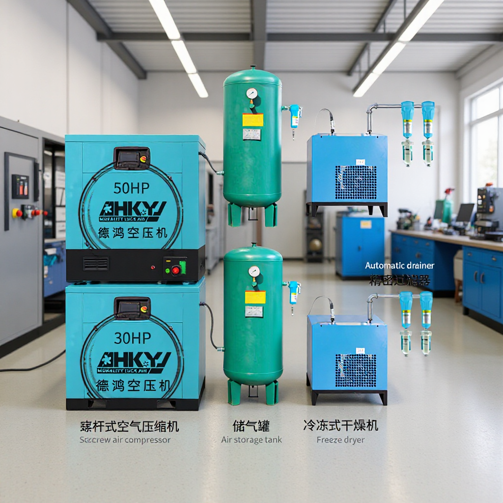惠州德鸿空压机22KW/37KW静音变频整套螺杆式空气压缩机厂家直销
