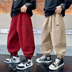 男童春秋季韓系哈倫工裝褲2024年新款休閒長褲子兒童寬鬆百搭褲子