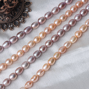 Non-nuclear natural freshwater pearl color 6mm rice beads diy handmade bead material a string of about 38cm long