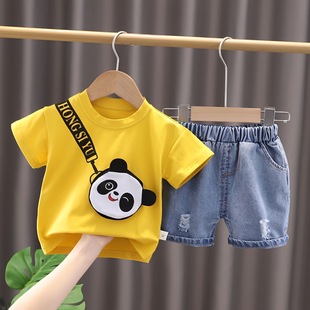 Children's Clothing Boys Summer Suit 2025 New Kidsren's Summer Short-Sleeved Two-Piece Set Western Style Baby Handsome Korean Version Trendy