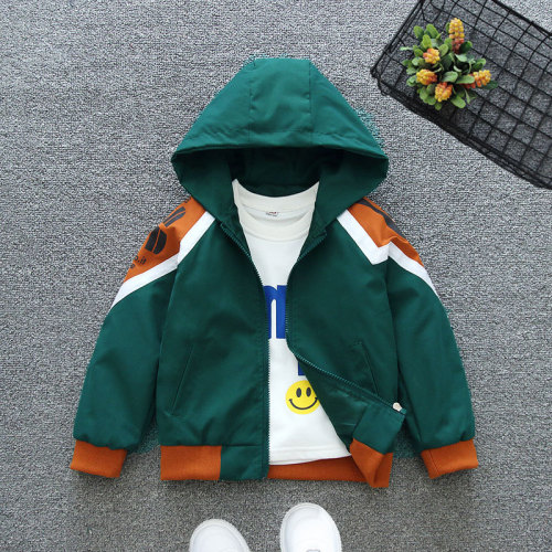 Boys' spring jacket 2024 new children's jacket hooded top spring and autumn handsome middle and large children's jacket