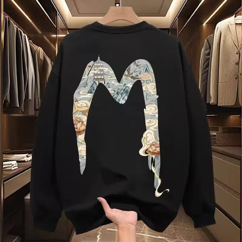 Europäische Luxus Neue Trendy Marke Frühling Herbst Gott Des Glücks Bedrucktes Sweatshirt Coole Und Einfache Herrenmode Rundhals_voghion.com