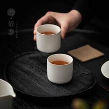 中式粗陶茶杯品茗杯陶瓷功夫茶具单杯喝茶小杯子创意扳指杯主人杯