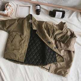 冬季儿童新款夹棉风衣中长款男女宝个性宽松洋气薄棉衣韩版厚外套