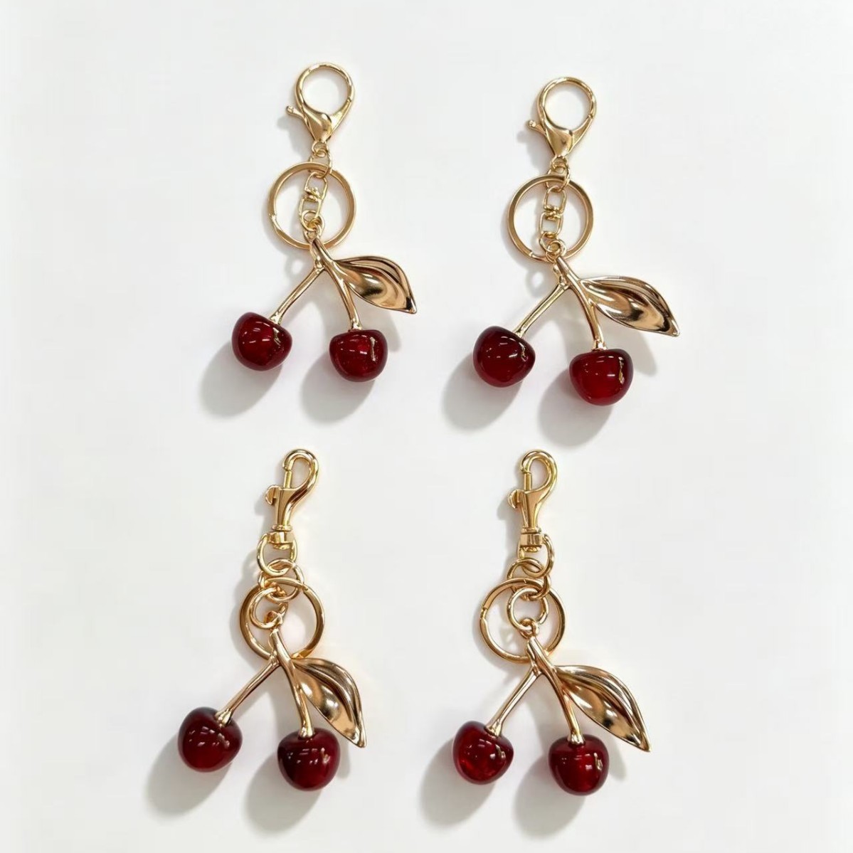 A43 Red Cherry Metal Bag Pendant Keychain Simple Hot-Selling Cherry Pendant