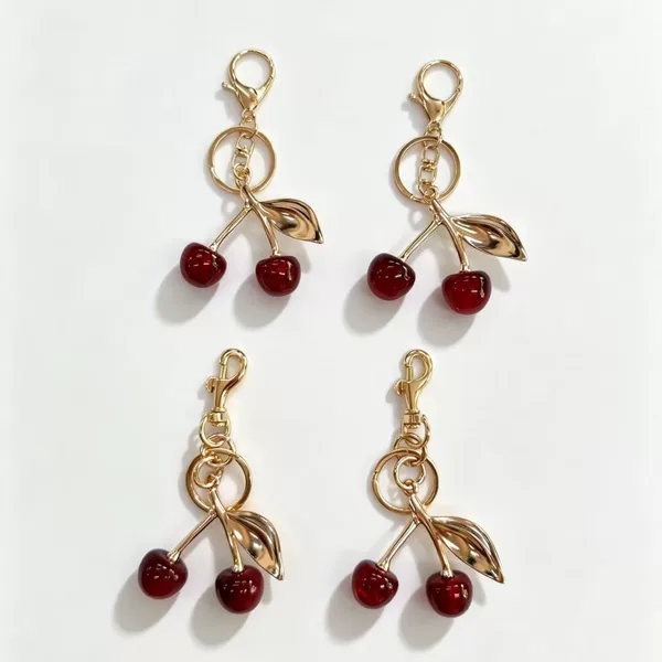 A43 Red Cherry Metal Bag Pendant Keychain Simple Hot-Selling Cherry Pendant