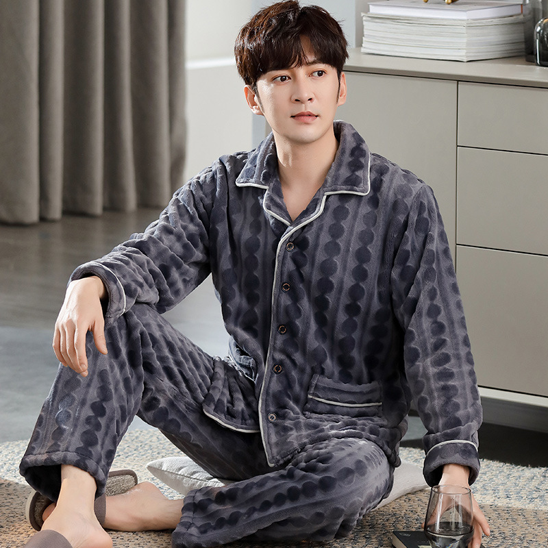 Pijama de hombre otoño 2024 nuevo hombre otoño invierno de alta sensación de coral felpa hombre felpa gruesa ropa para el hogar